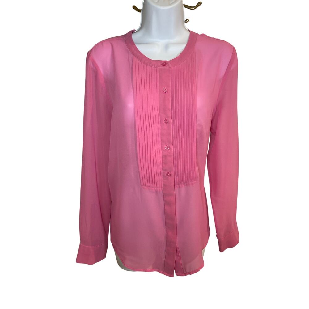 Banana Republic Pink Sheer Long‑Sleeve Button‑Up Top – Size M